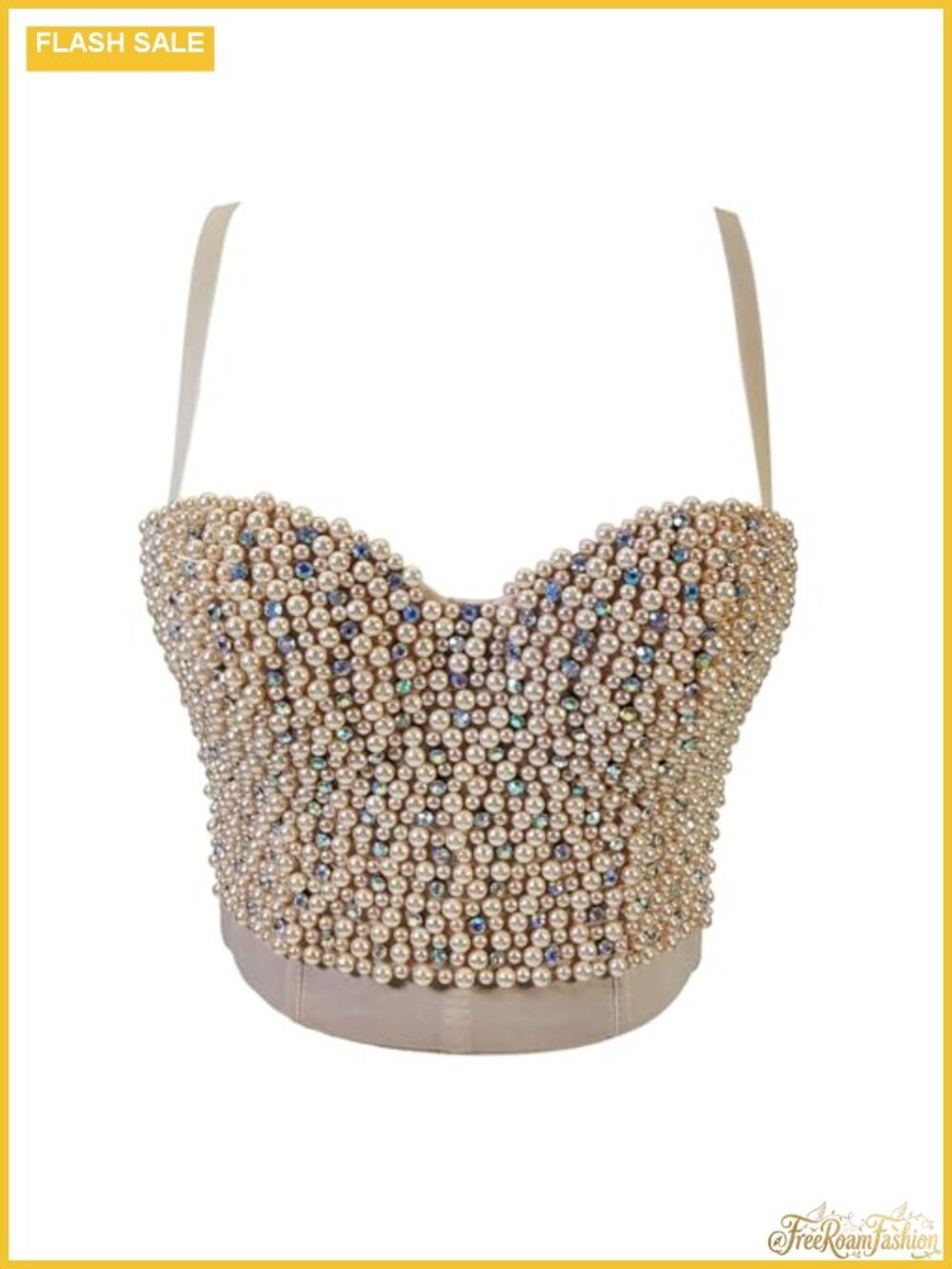 Beaded Rhinestone Bustier Corset Crop Top Push Up Party Clubwear